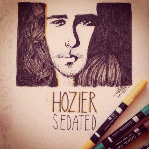 "Sedated we're nursing on a poison that never stung our teeth and lungs are lined with the scum of it" ~@hozier Happy Birthday to a special friend, hope you like this T-shirt I've drawn for you emoji #sedated #lyrics #artist #singer #hair #ink #drawing #art #tshirt #design #markers #instalikes #instalove #hozier #birthday #gift #shadows #lyrics #beard #eyes