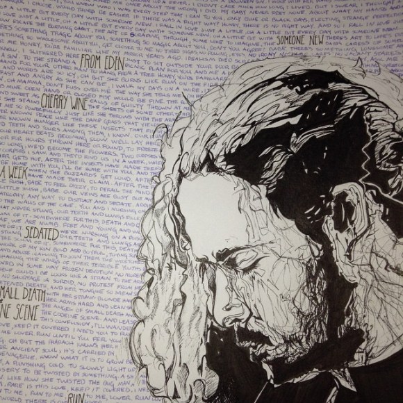 Had extra time to draw a doodle of one of my favorite music artists, Hozier! Continuous line with lyrics in the background #blue #black #ink #pen #continuousline #doodle #sketch #draw #create #hozier #lyrics #takemetochurch #someonenew #music #art #snowday