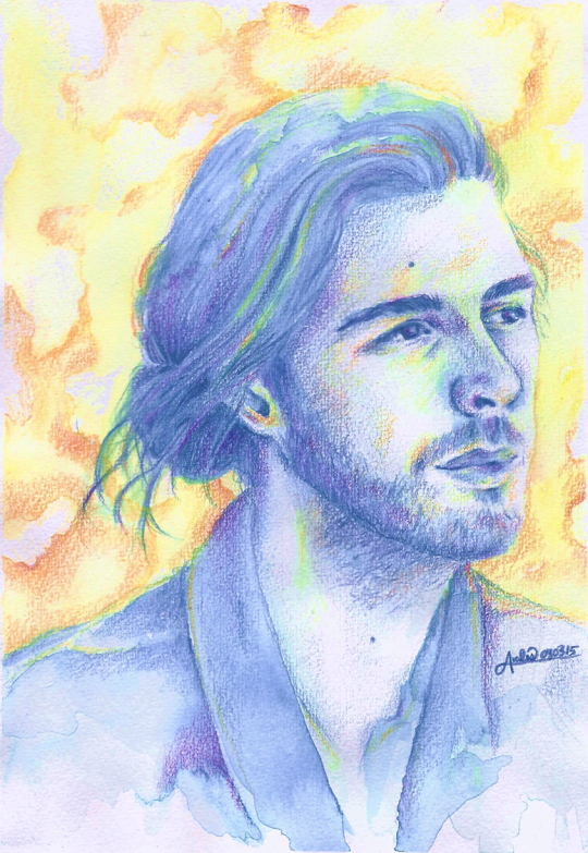 Lonesome, Wholesome. I love his music so much, In A Week is the most beautiful song I’ve heard in years. Hozier // Watercolour pencils and colored pencils on paper. Hozier // Lápices acuarelables y lápices de color sobre papel. 