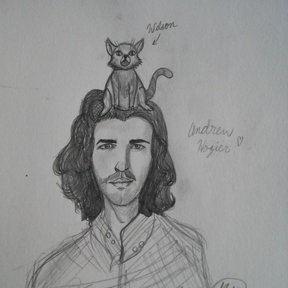 The beautiful, amazing Andrew @hozier with a cat named Wilson on his head. He has another one named Jackie and he raises them in rhythm and blues. #jackieandwilson #raiseemonrhthmandblues #hozier #music #fandoms #bandoms #ihearthozier #fromheretoeden #drawing #draw #artist #art #sketch #sketching #bandoms #fandoms #ilovehozierfromheretoeden 