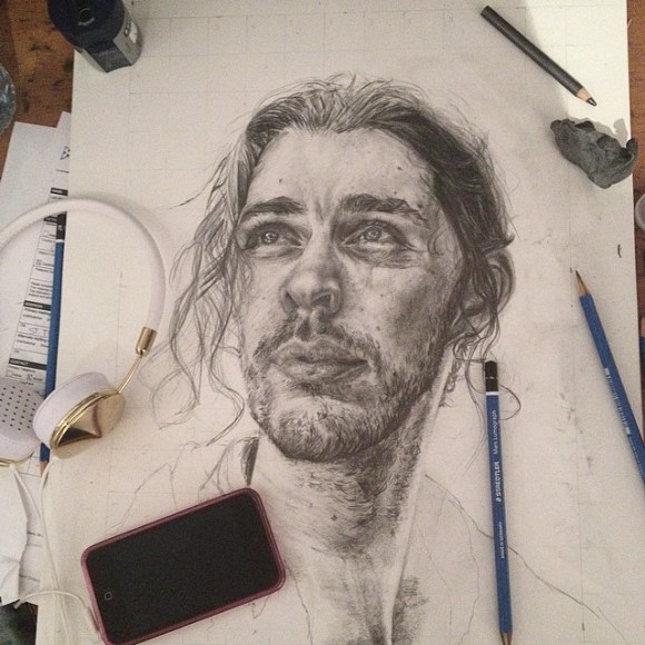 Progress update #2 ~things are slowly starting to come together. Still have sooo much left. Good thing I'm really enjoying working on this handsome fellow's portrait emoji. #hozier #drawing #hobbies #frends #graphite #artwork #portrait #latenightdrawingsessions emoji
