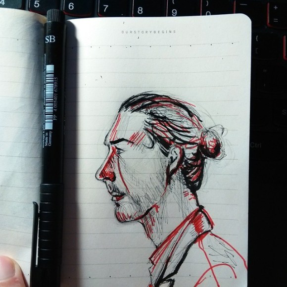 Today's @hozier doodle. I was too eager to try out new red pen so I ruined the nose xD #doodle #hozier 