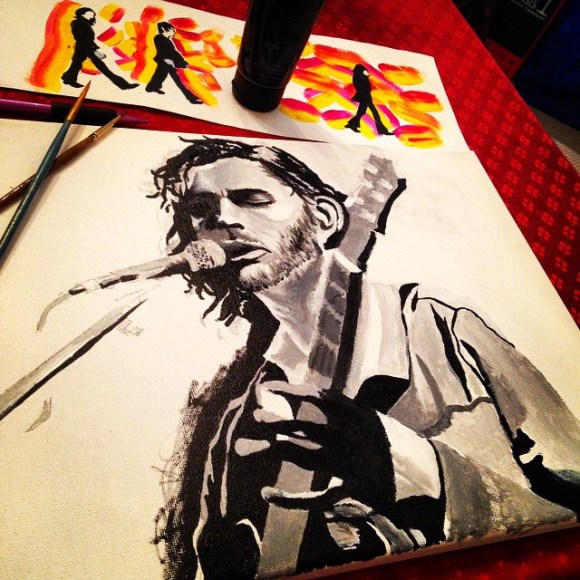 unfinished paintings of one of my favorite musicians makes me happy #100happydays #hozier