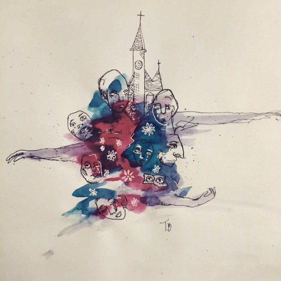 I tried to visualize the song “take me to church - hozier” the feelings were deep af #illustration #art #drawing #takemetochurch