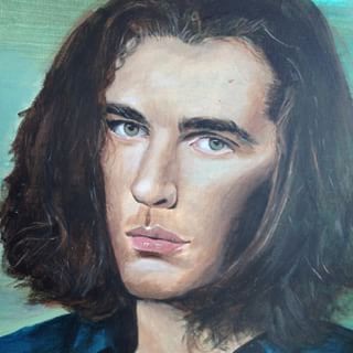 Acrylic by hand, facial hair next